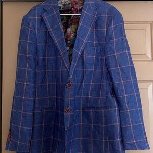 Vintage Heinz Healey's Tallia Light Blue Linen RN90738 Size 44R Dry Clean